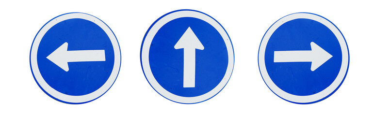 Set of directional road signs isolated on transparent background