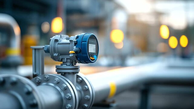 Thermal camera inspection of heating pipeline infrastructure testing heat loss detection quality verification testing equipment visible construction QA process defocused with
