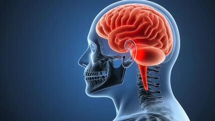 3D Medical Illustration of Human Brain with Cerebellum Highlighted for Neurological Condition Awareness
