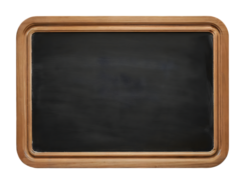 BLACK BOARD WOODEN FRAME, blank blackboard isolated on transparent background