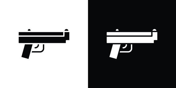 Pistol icon in glyph shilhouette black and white colors