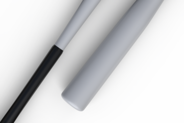 3D baseball bat mockup isolated on white background. Sports equipment stick, player base equipment clipart. Wooden vintage tool, american field sport game or Ads sports