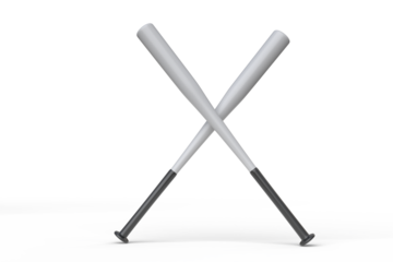 3D baseball bat mockup isolated on white background. Sports equipment stick, player base equipment clipart. Wooden vintage tool, american field sport game or Ads sports