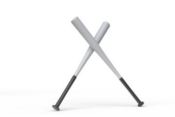 3D baseball bat mockup isolated on white background. Sports equipment stick, player base equipment clipart. Wooden vintage tool, american field sport game or Ads sports