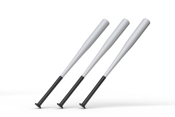 3D baseball bat mockup isolated on white background. Sports equipment stick, player base equipment clipart. Wooden vintage tool, american field sport game or Ads sports