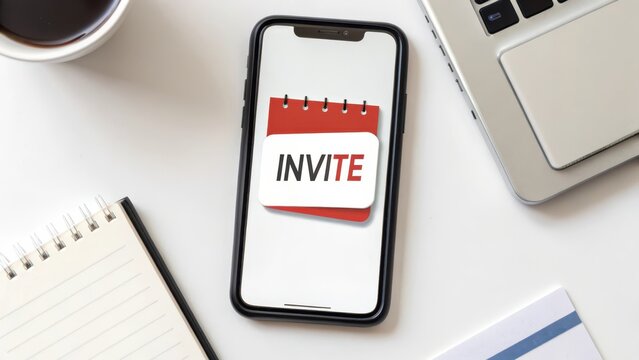 Smartphone displaying a calendar invite alert message
