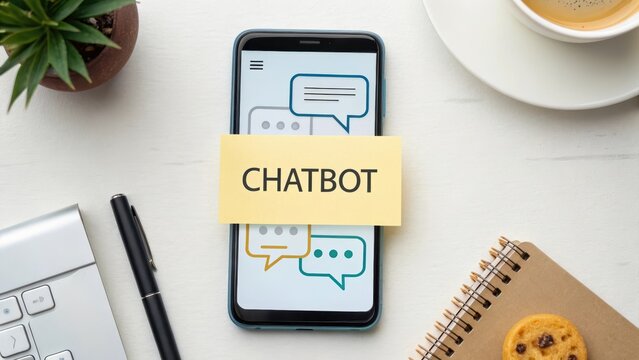 Smartphone screen displaying a chatbot with speech bubbles