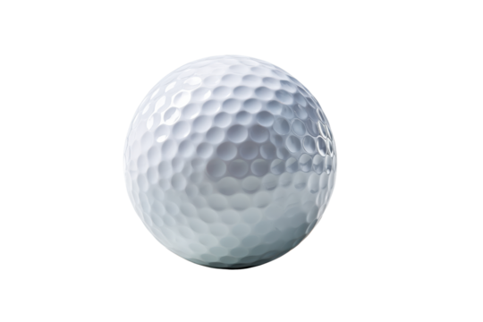 White golf ball with dimples isolated on black background studio shot sport