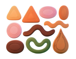 Colorful abstract shapes with gradients and contour lines