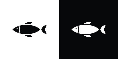 Sardine icon in glyph shilhouette black and white colors