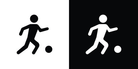 Soccer player icon in glyph shilhouette black and white colors © Win