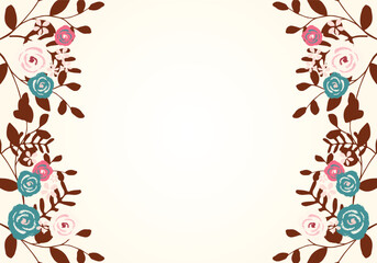 Floral frame with roses and leaves decorative vector border for invitations and greeting cards isola