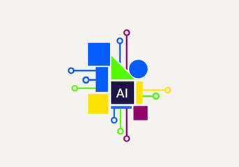 Abstract geometric ai inspired tech icon with vibrant colors