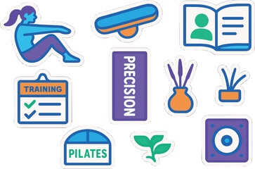 Colorful fitness and wellness icons with gradient and shadow effects
