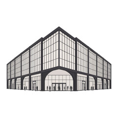 Fototapeta premium A modern architectural marvel isolated on, showcasing a grand building with a symmetrical design and large windows, creating a sense of openness