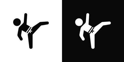 Taekwondo icon in glyph shilhouette black and white colors