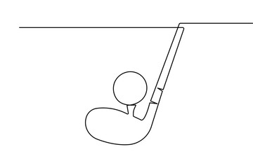 Golf club and ball minimal continuous line artwork in elegant outline vector illustration
