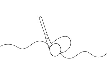 Golf club and ball minimal continuous line artwork in elegant outline vector illustration
