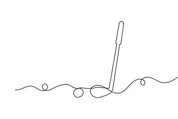 Golf club and ball minimal continuous line artwork in elegant outline vector illustration
