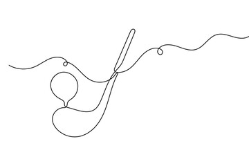 Golf club and ball minimal continuous line artwork in elegant outline vector illustration

