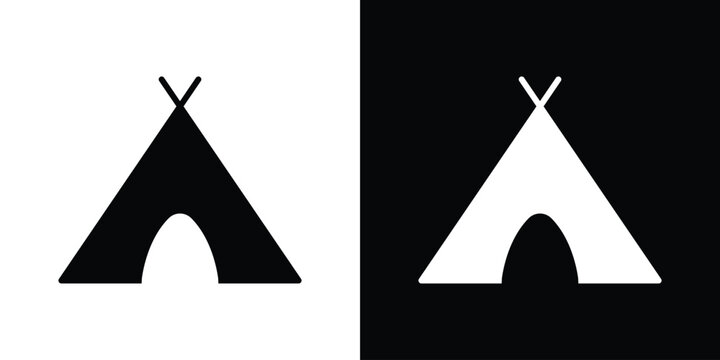 Tepee icon in glyph shilhouette black and white colors