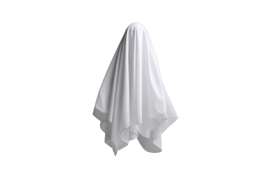 White fabric draped over an unseen object against a black background cloth material