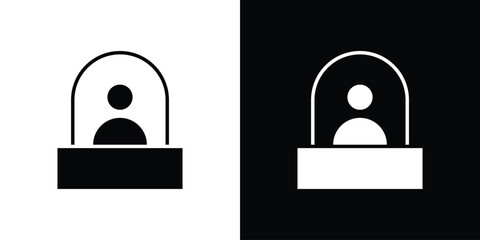 Ticket office icon in glyph shilhouette black and white colors