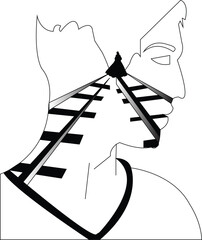 Broken Face Silhouette with Stairs Concept Illustration