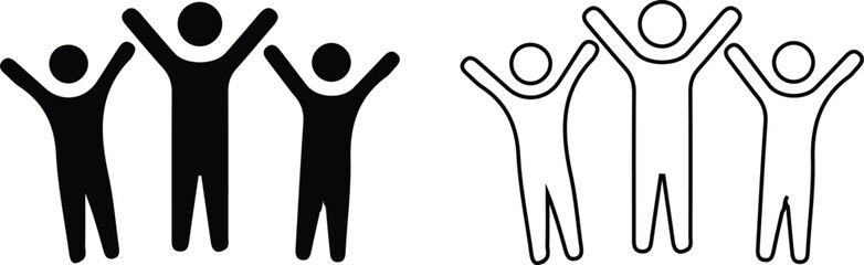 black happy team group icons success set vector logo 