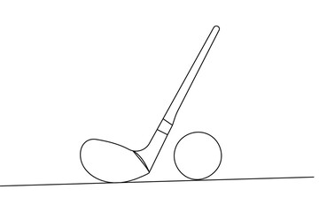 Golf club and ball minimal continuous line artwork in elegant outline vector illustration
