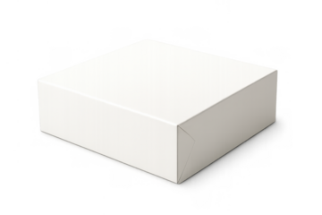 White cardboard box providing a versatile template for product, gift, or food packaging designs with a transparent background