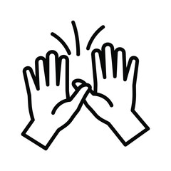 Linear icon of high five isolated on