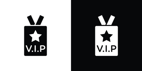 Vip pass icon in glyph shilhouette black and white colors