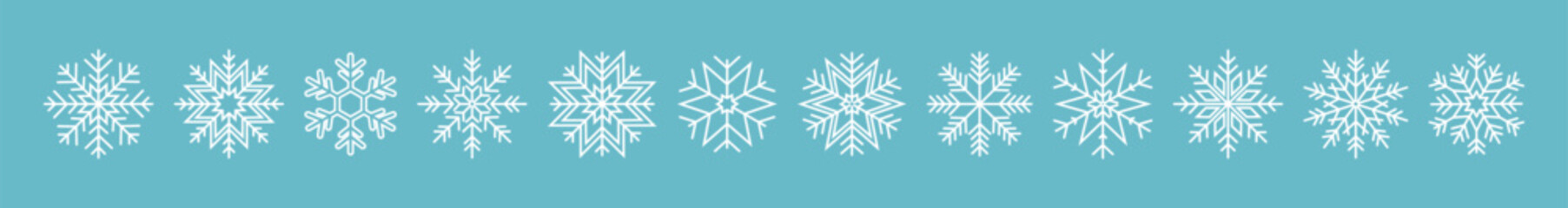 Set of snowflake with different variations. Vector illustration
