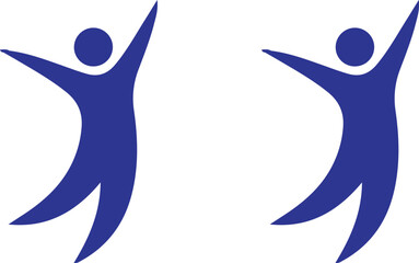 happy bule two people icon set vector logo design art