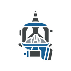 full face mask black line icon for digital and print projects.