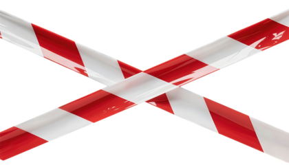 Crossed Red and White Barrier Tape Isolated