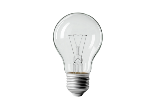 Globe-shaped light bulb isolated on transparent background