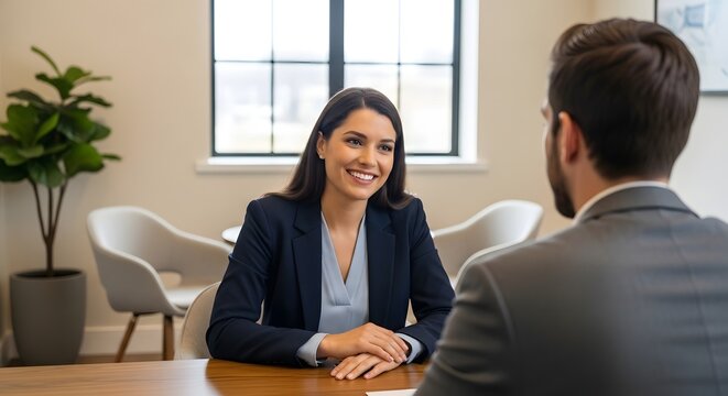Job interview candidate meeting with hr manager for hiring process and career opportunity search