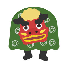 獅子舞　イラスト（足元あり）