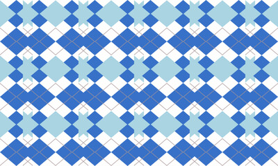 Blue diamond with grid on top repeat pattern, replete image, design for fabric printing, in row
