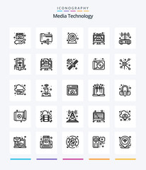 Creative Media Technology 25 OutLine icon pack  Such As modem. technology. folder. media. computer
