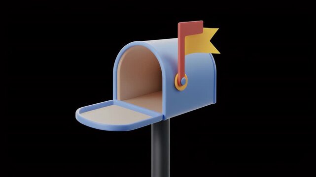 3 d rendered mailbox illustration on black background for communications