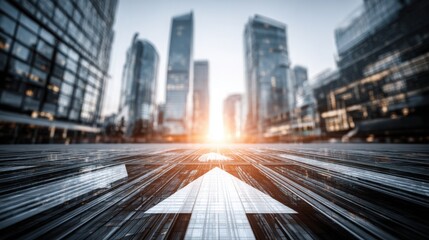 Majestic cityscape with skyscrapers against a backdrop of a clear sky illustrating corporate digital transformation roadmap