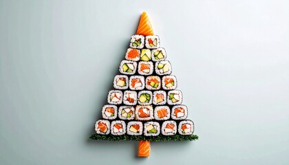 Christmas tree made of sushi