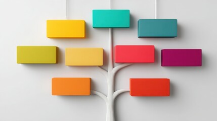 Vibrant tree adorned with colorful blocks representing corporate excellence roadmap and growth opportunities