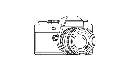 Outline illustration of a vintage camera on a white background