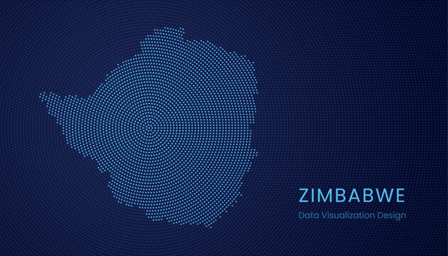 Zimbabwe dotted digital map for data visualization design