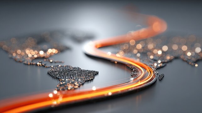 A strikingly shiny orange line flowing smoothly across a clean background symbolizing clarity and direction in business