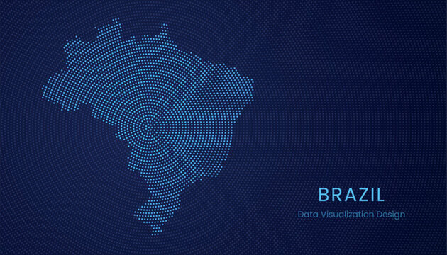 Brazil dotted digital map for data visualization design
